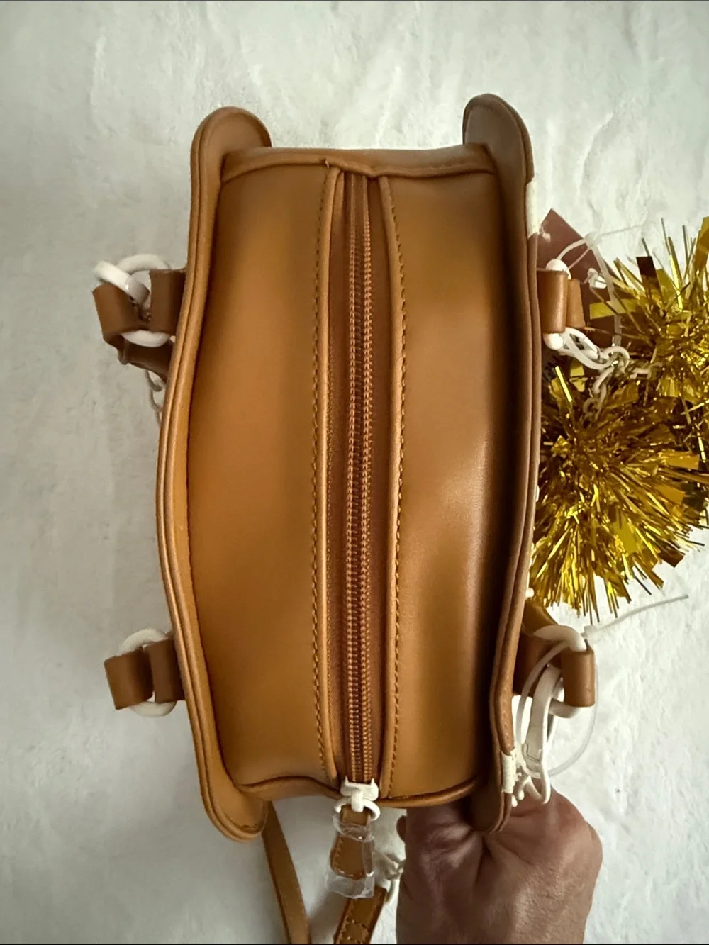 Betsey Johnson Brown and Cream Football Crossbody Bag Viral Tik Tok Purse